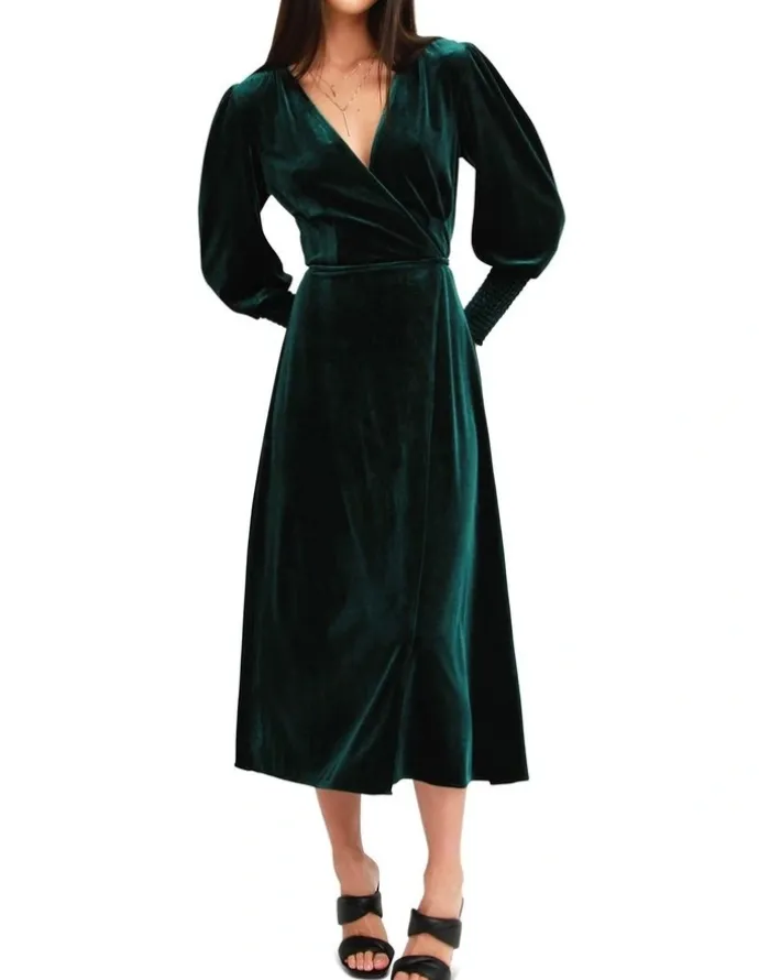 Belle & Bloom Current Mood Velvet Wrap Dress