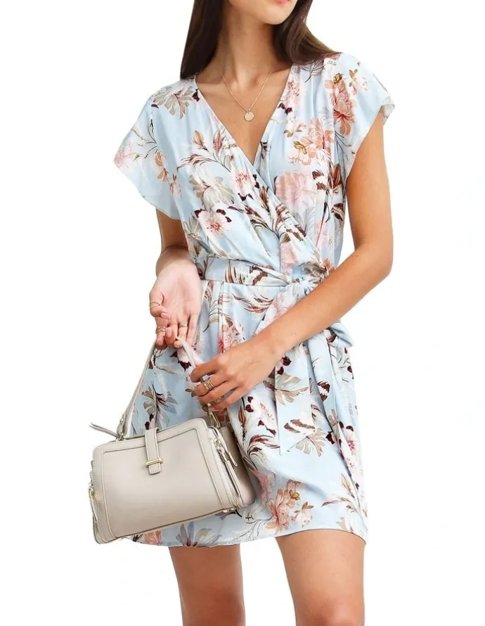 Belle & Bloom I'm The Star Wrap Dress in Baby Blue