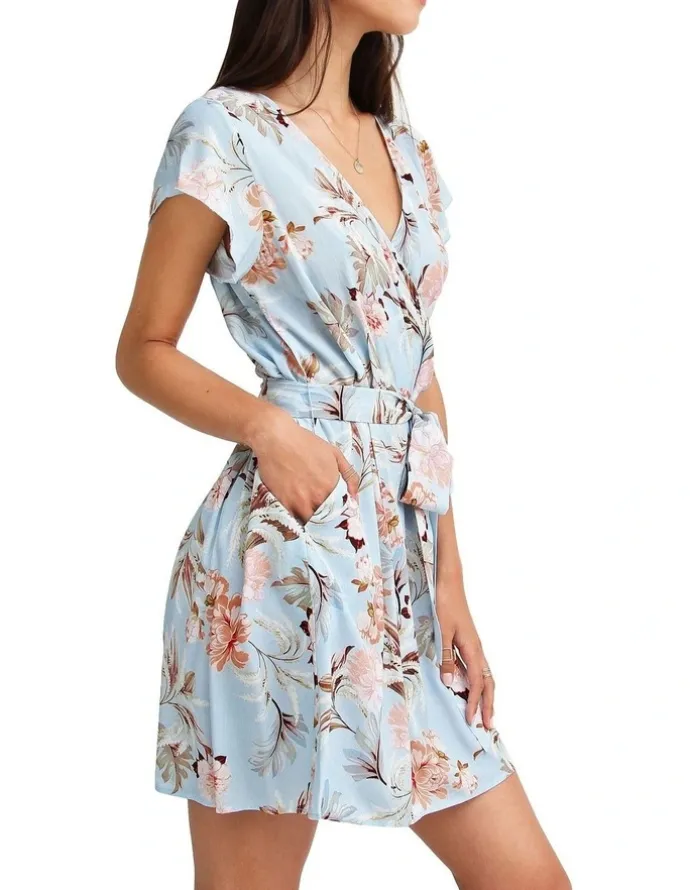 Belle & Bloom I'm The Star Wrap Dress in Baby Blue