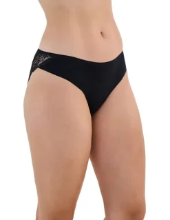 Bendon Cotton And Lace Bikini in Black