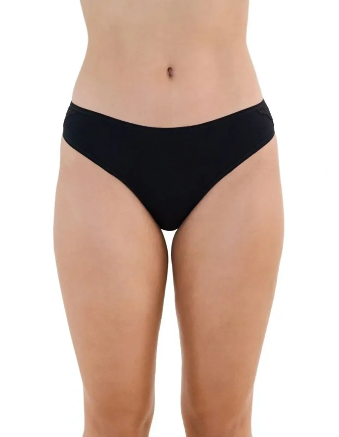 Bendon Cotton And Lace Bikini in Black