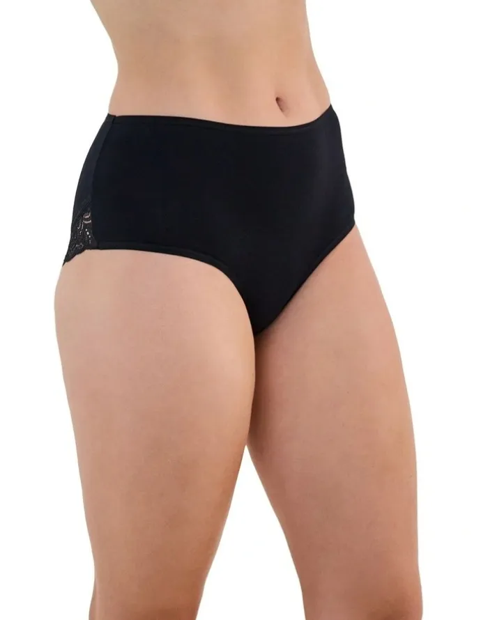 Bendon Cotton And Lace Full Brief in Black