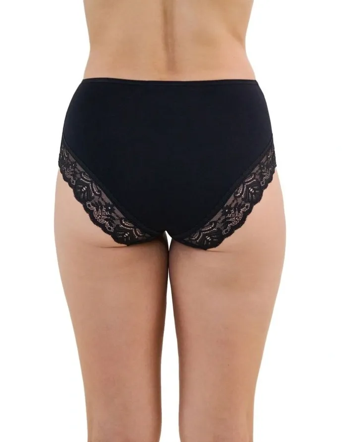 Bendon Cotton And Lace Full Brief in Black