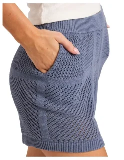 Billabong Cool Down Elastic Waist Shorts In Blue Smoke