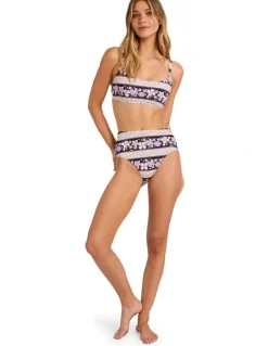 Billabong Forevermore Hi Retro Bikini Bottom in Black Pebble