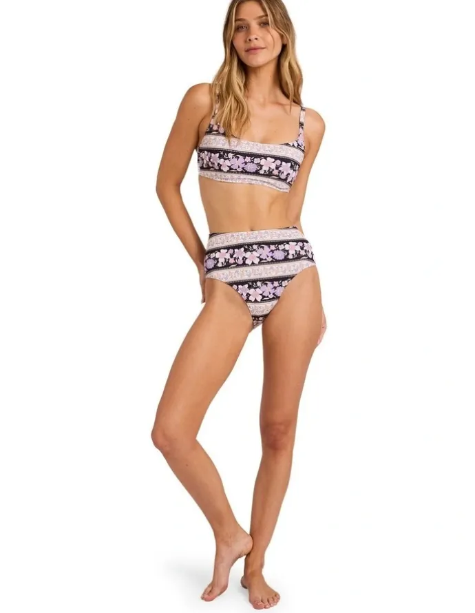Billabong Forevermore Hi Retro Bikini Bottom in Black Pebble