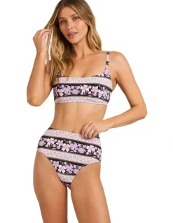 Billabong Forevermore Hi Retro Bikini Bottom in Black Pebble