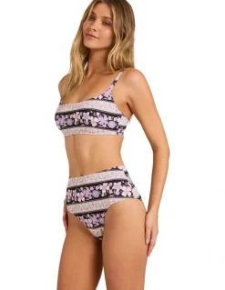 Billabong Forevermore Hi Retro Bikini Bottom in Black Pebble