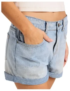 Billabong Frankie Denim Shorts In Bleached Indigo