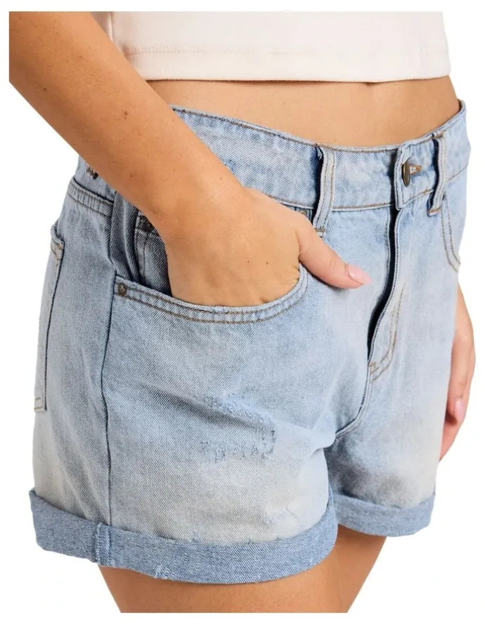 Billabong Frankie Denim Shorts In Bleached Indigo