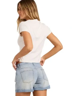 Billabong Frankie Denim Shorts In Bleached Indigo