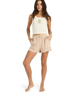 Billabong Maya Elastic Waist Shorts in Oatmeal