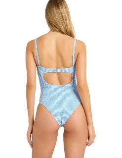 Billabong Mini Wave Check Mia DD One Piece Swimsuit in Blue
