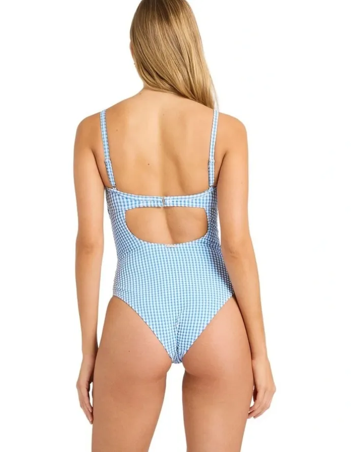 Billabong Mini Wave Check Mia DD One Piece Swimsuit in Blue