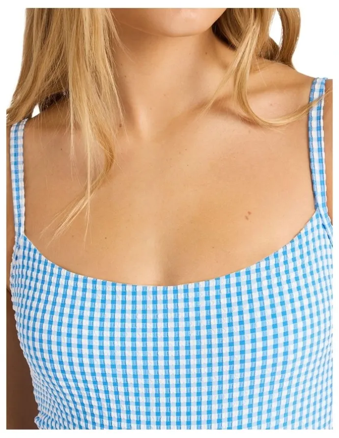 Billabong Mini Wave Check Mia DD One Piece Swimsuit in Blue