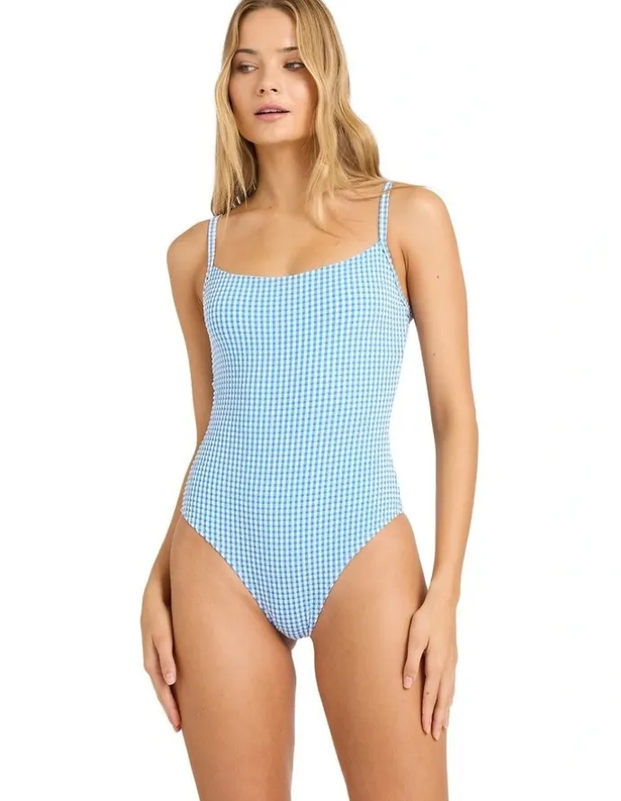 Billabong Mini Wave Check Mia DD One Piece Swimsuit in Blue
