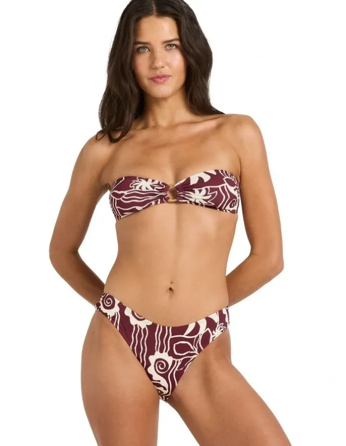 Billabong Sol Playa Rio Bandeau Bikini Top in Red Dahlia