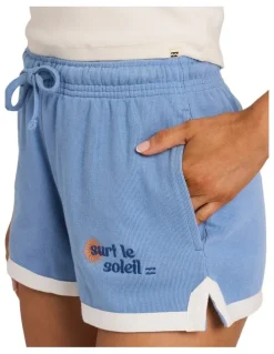 Billabong Surf Le Soleil Elastic Waist Shorts In Blue Horizon