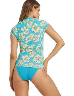 Billabong Tropic Shift Short Sleeve Rash Vest in Multi