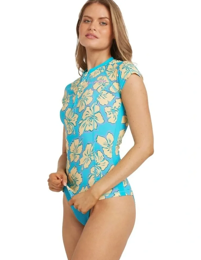 Billabong Tropic Shift Short Sleeve Rash Vest in Multi