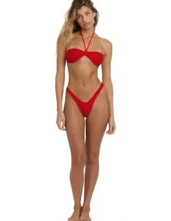 Billabong Twisted Tides Halter Bandeau Bikini Top in Red