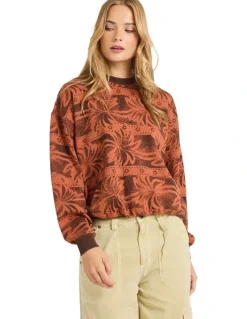Billabong Vida Palms Crew Neck Sweat Top in Teak
