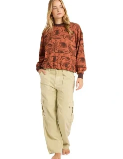 Billabong Vida Palms Crew Neck Sweat Top in Teak