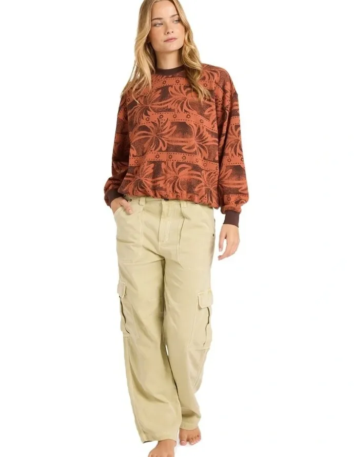 Billabong Vida Palms Crew Neck Sweat Top in Teak