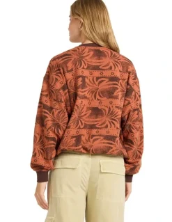 Billabong Vida Palms Crew Neck Sweat Top in Teak