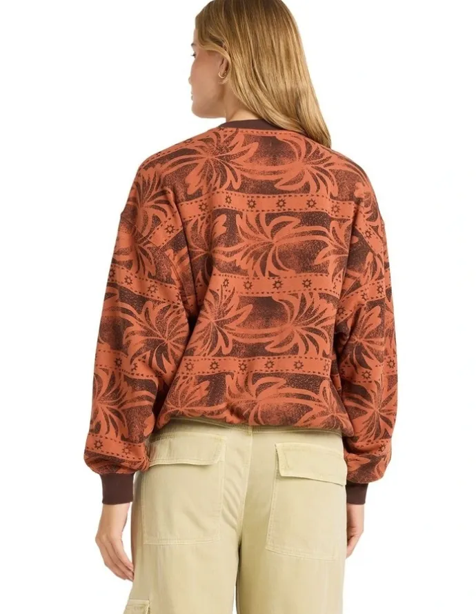 Billabong Vida Palms Crew Neck Sweat Top in Teak