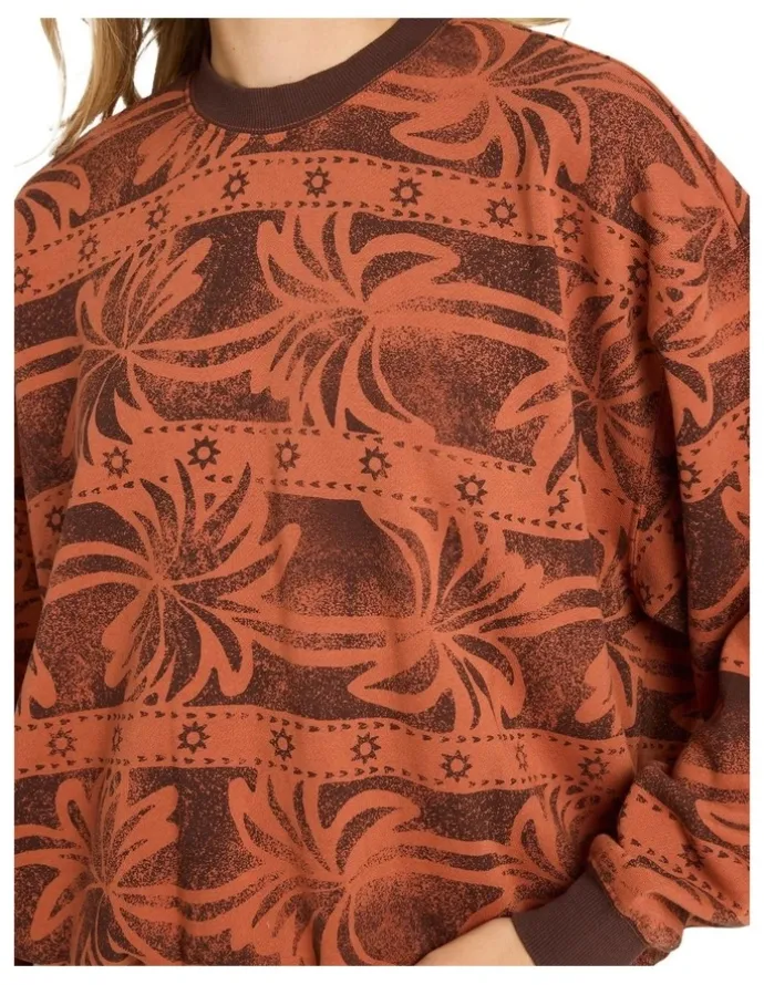 Billabong Vida Palms Crew Neck Sweat Top in Teak