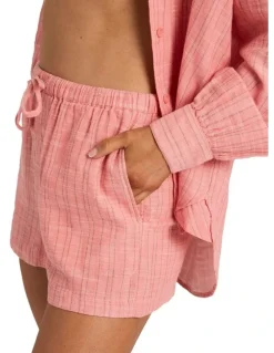Billabong Wanderer Stripe Elastic Waist Shorts In Sugar Almond