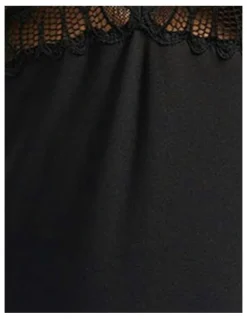 Billet Doux Divine Envie Sustainable Chemise Nightdress with Lace in Black