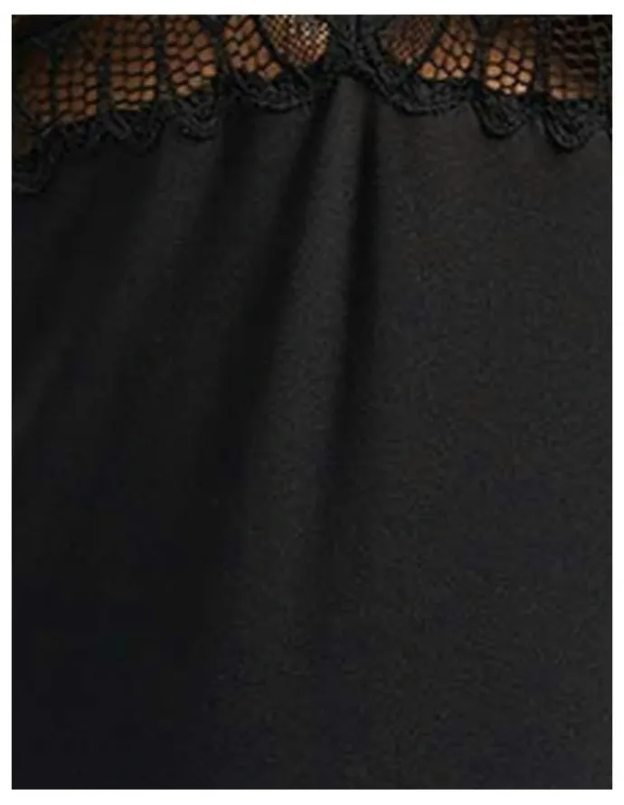Billet Doux Divine Envie Sustainable Chemise Nightdress with Lace in Black