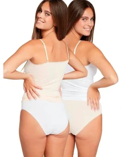 Billet Doux Zen Attitude Lace Trim V Neck Camisole x2 in Multicolor