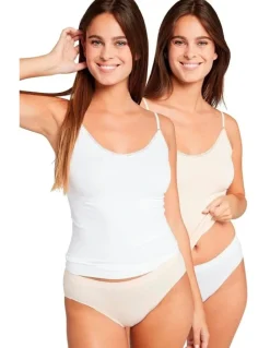 Billet Doux Zen Attitude Lace Trim V Neck Camisole x2 in Multicolor