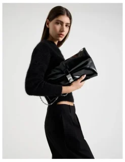 Blaq Blossom Clutch Bag in Black