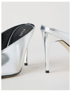 Blaq Claudia Heeled Shoes in Silver Mirror