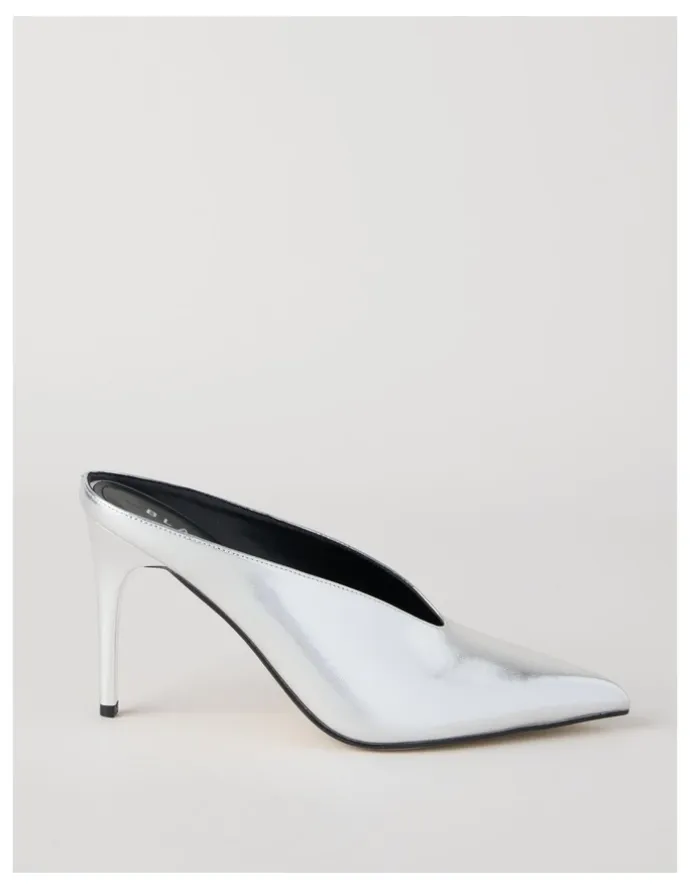 Blaq Claudia Heeled Shoes in Silver Mirror
