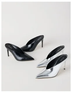 Blaq Claudia Heeled Shoes in Silver Mirror