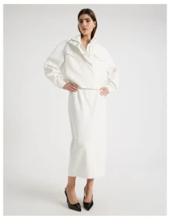 Blaq Denim Funnel Neck Jacket in Ivory