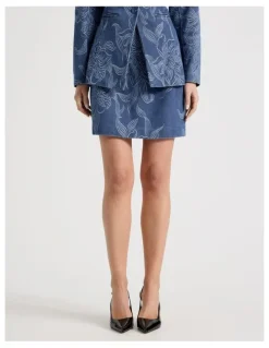 Blaq Denim Jacquard Mini Skirt in Blue