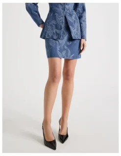 Blaq Denim Jacquard Mini Skirt in Blue