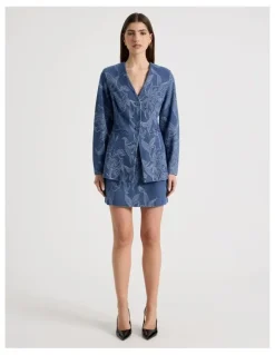 Blaq Denim Jacquard Mini Skirt in Blue