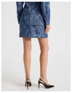 Blaq Denim Jacquard Mini Skirt in Blue