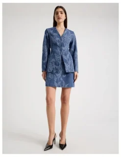 Blaq Denim Jacquard Mini Skirt in Blue
