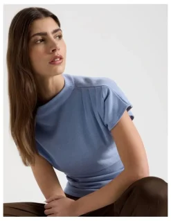 Blaq Dolman Sleeve Knit Top in Cornflower