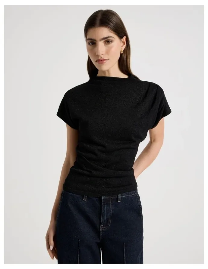 Blaq Dolman Sleeve Knit Top in Black
