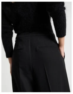 Blaq Double Pleat Wide Pants in Black