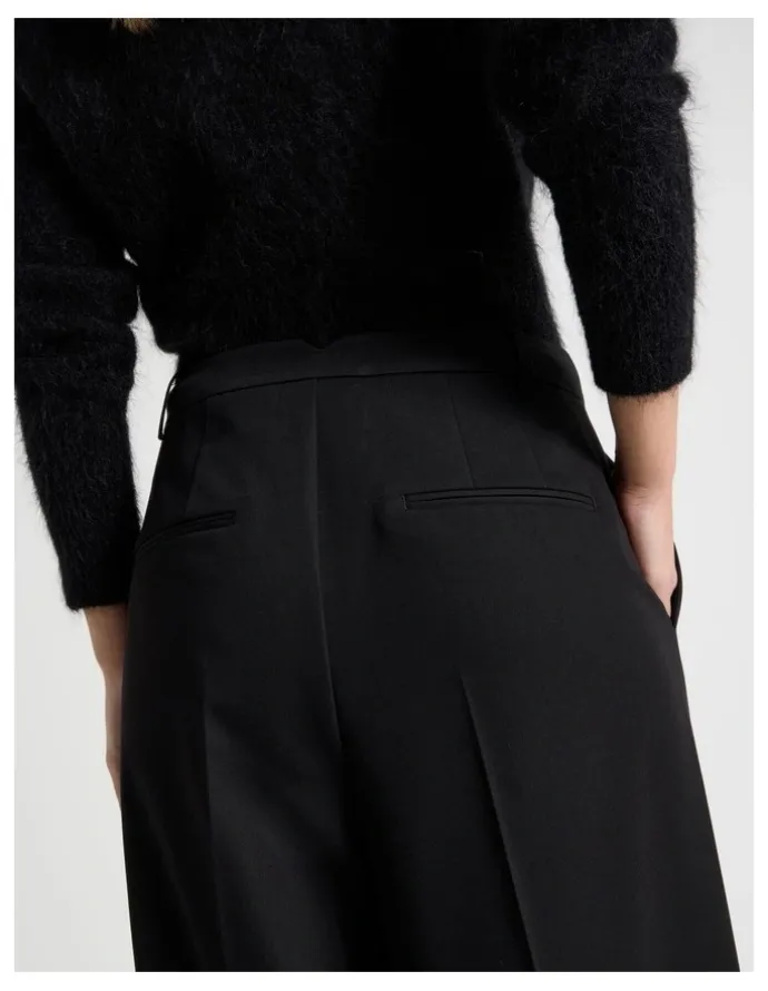 Blaq Double Pleat Wide Pants in Black